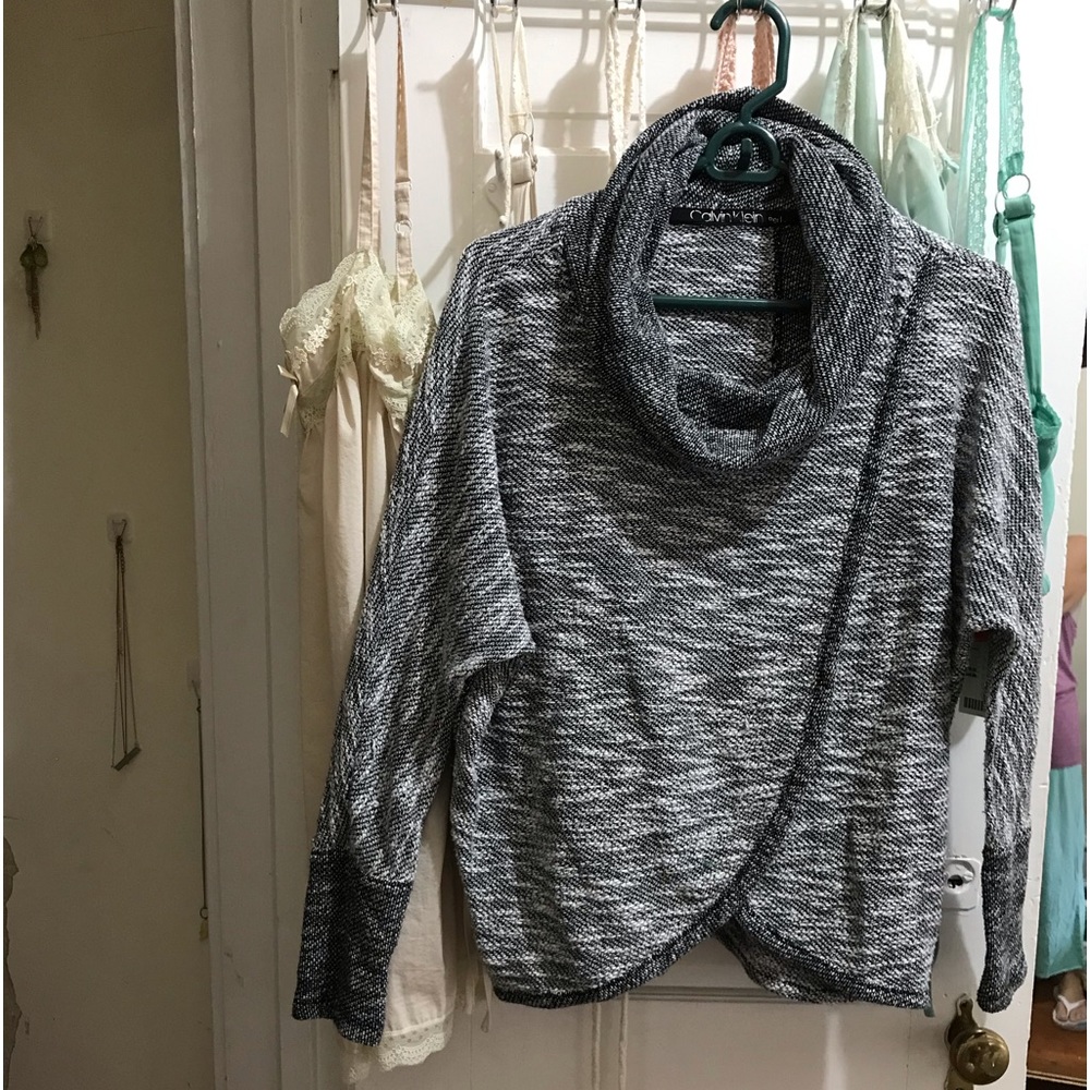 Calvin Klein cowl neck cross over sweater. I love this piece just ready to move!